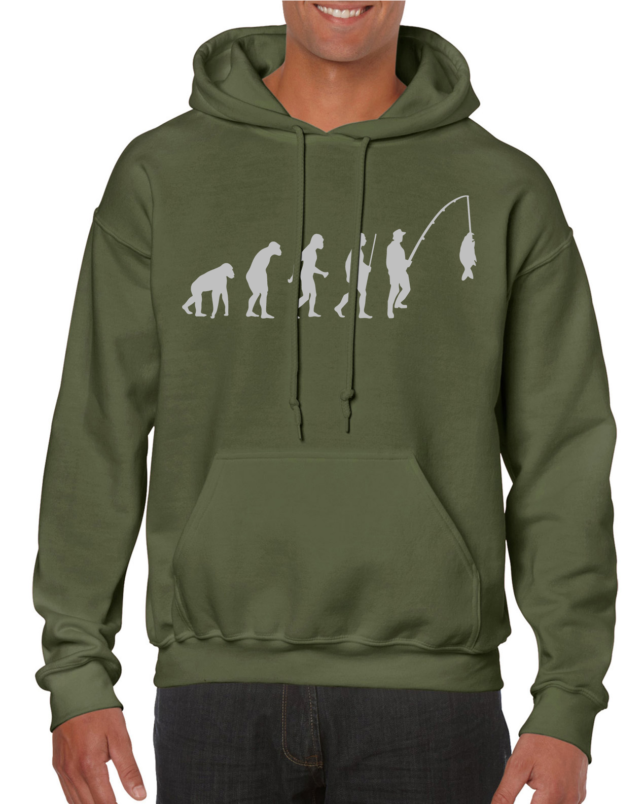 Fishing Hoodie With Fish Evolution | Personalised Fishing Hoodie & T-Shirt UK