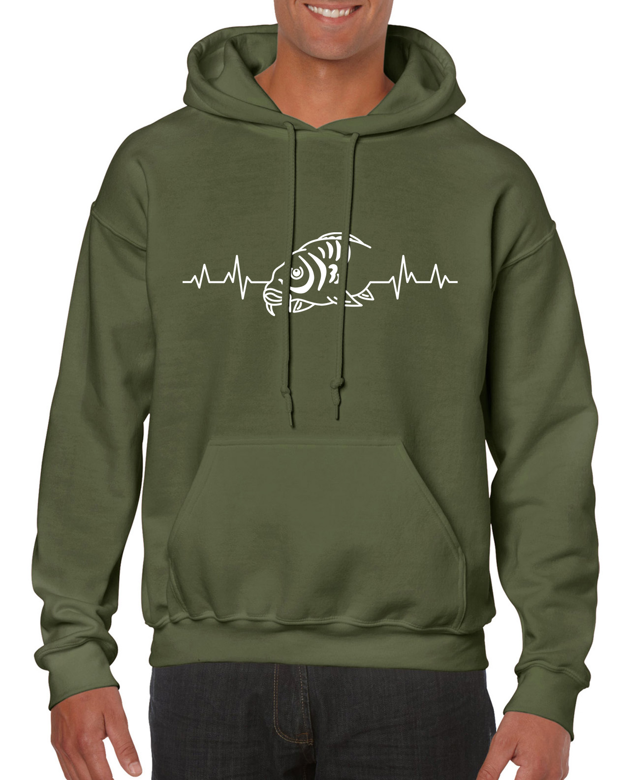 Fishing Hoodie With Carp Fish Heartbeat