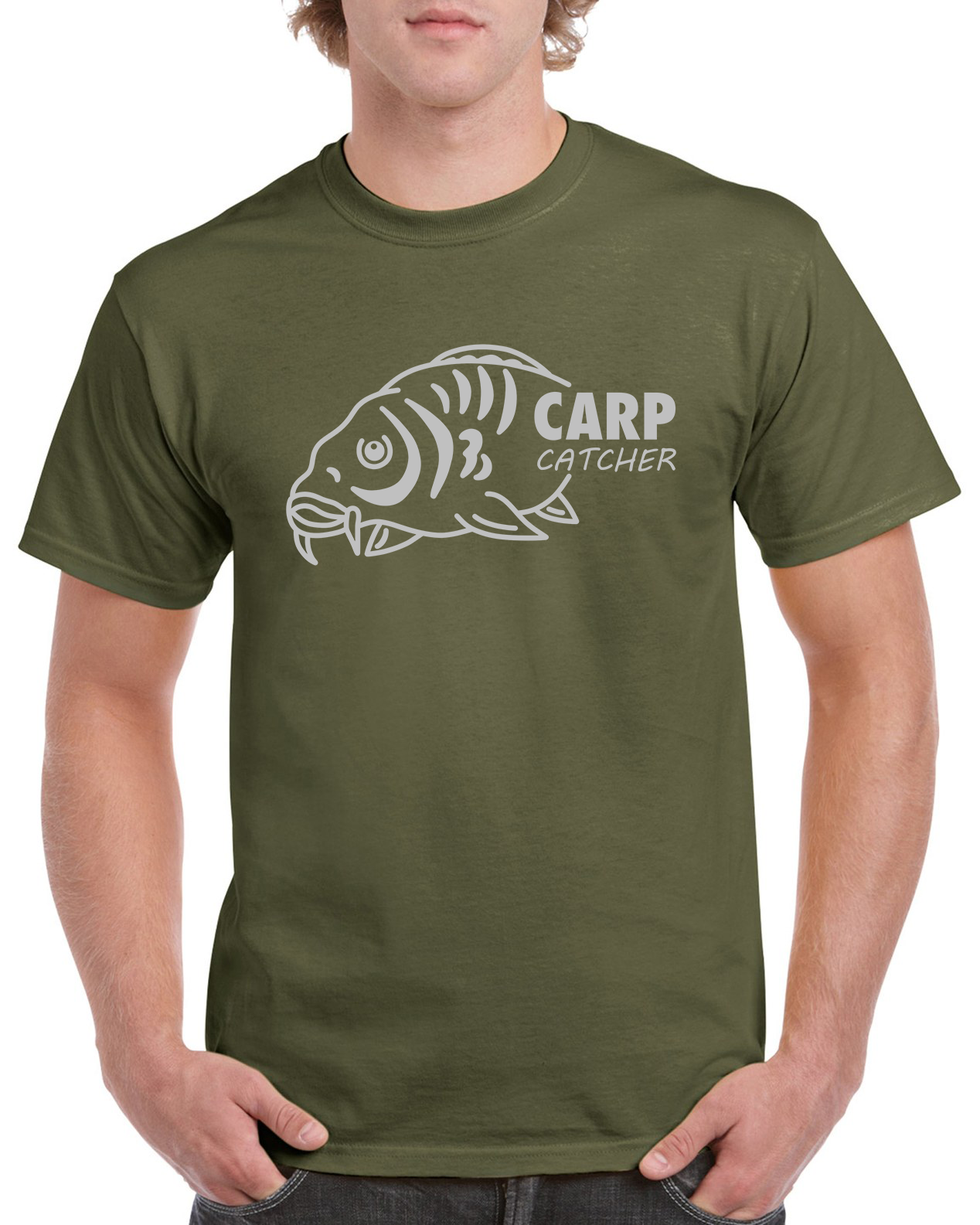 Fishing T Shirt With Large Carp Catcher Logo | Personalised Fishing Hoodie & T-Shirt UK