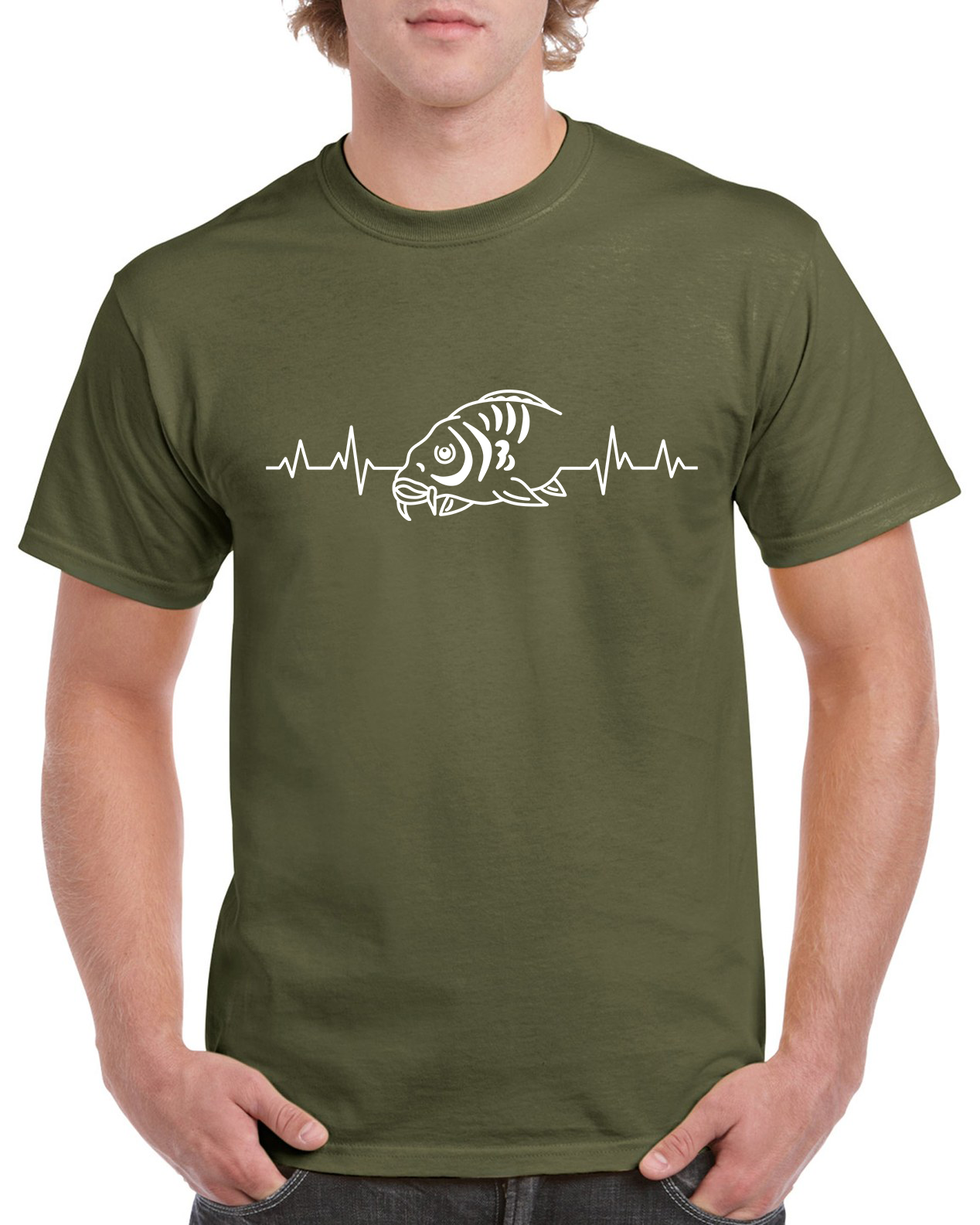 Fishing T Shirt With Carp Fishing Heartbeat