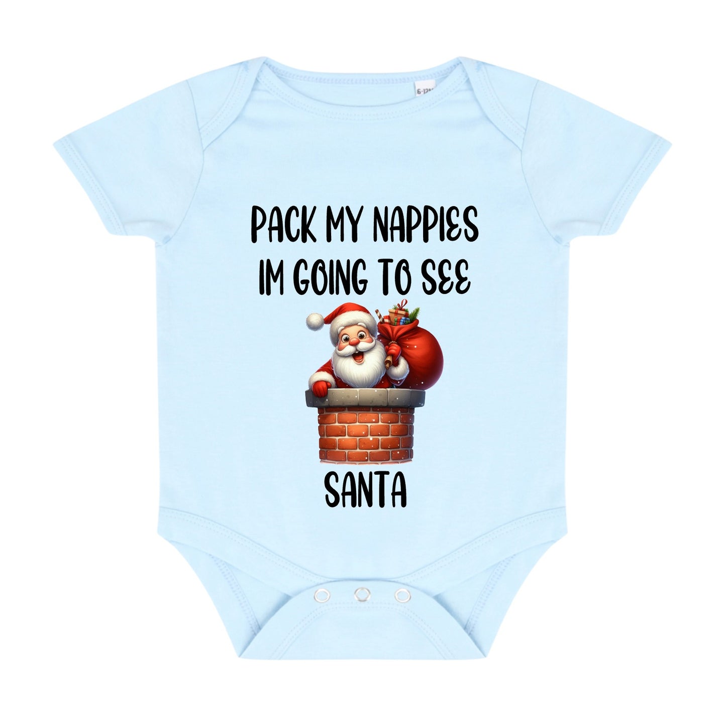 Baby Bodysuit Vest In White, Pink Or Blue With Pack My Nappies I'm Going To See Santa