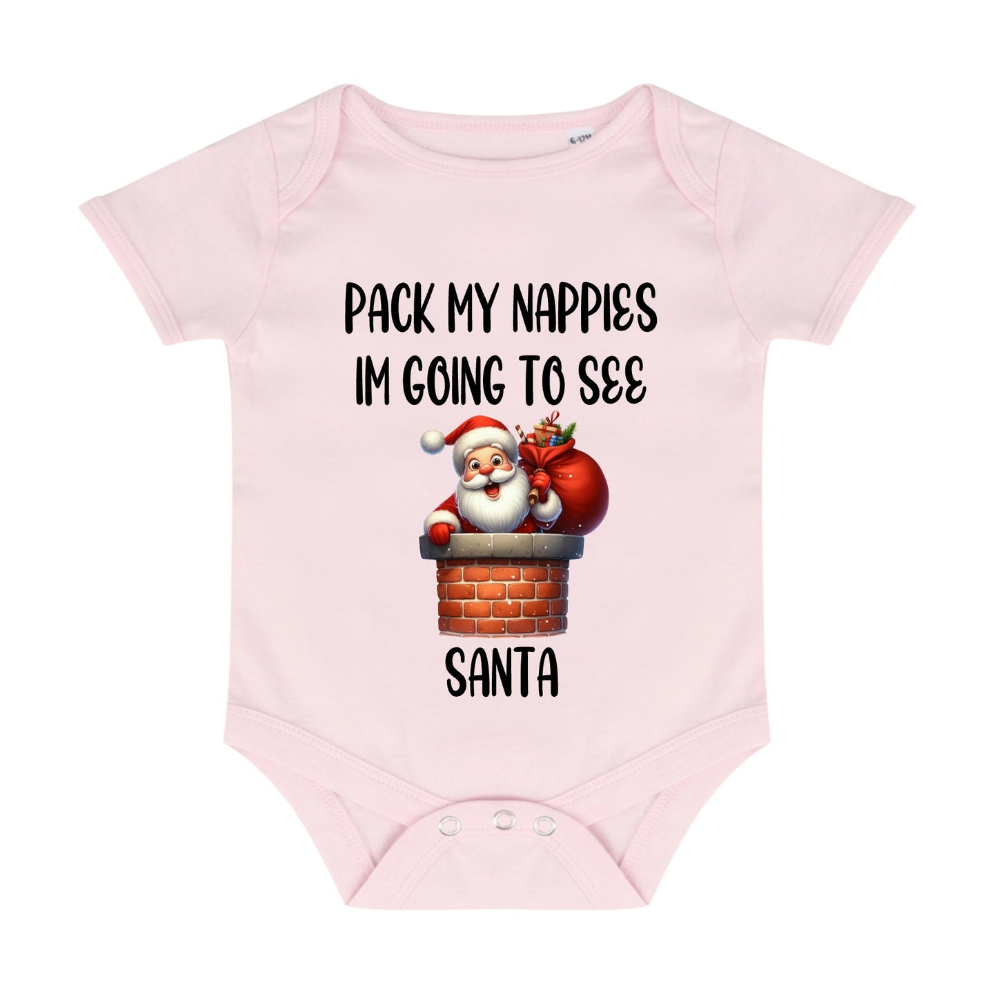 Baby Bodysuit Vest In White, Pink Or Blue With Pack My Nappies I'm Going To See Santa