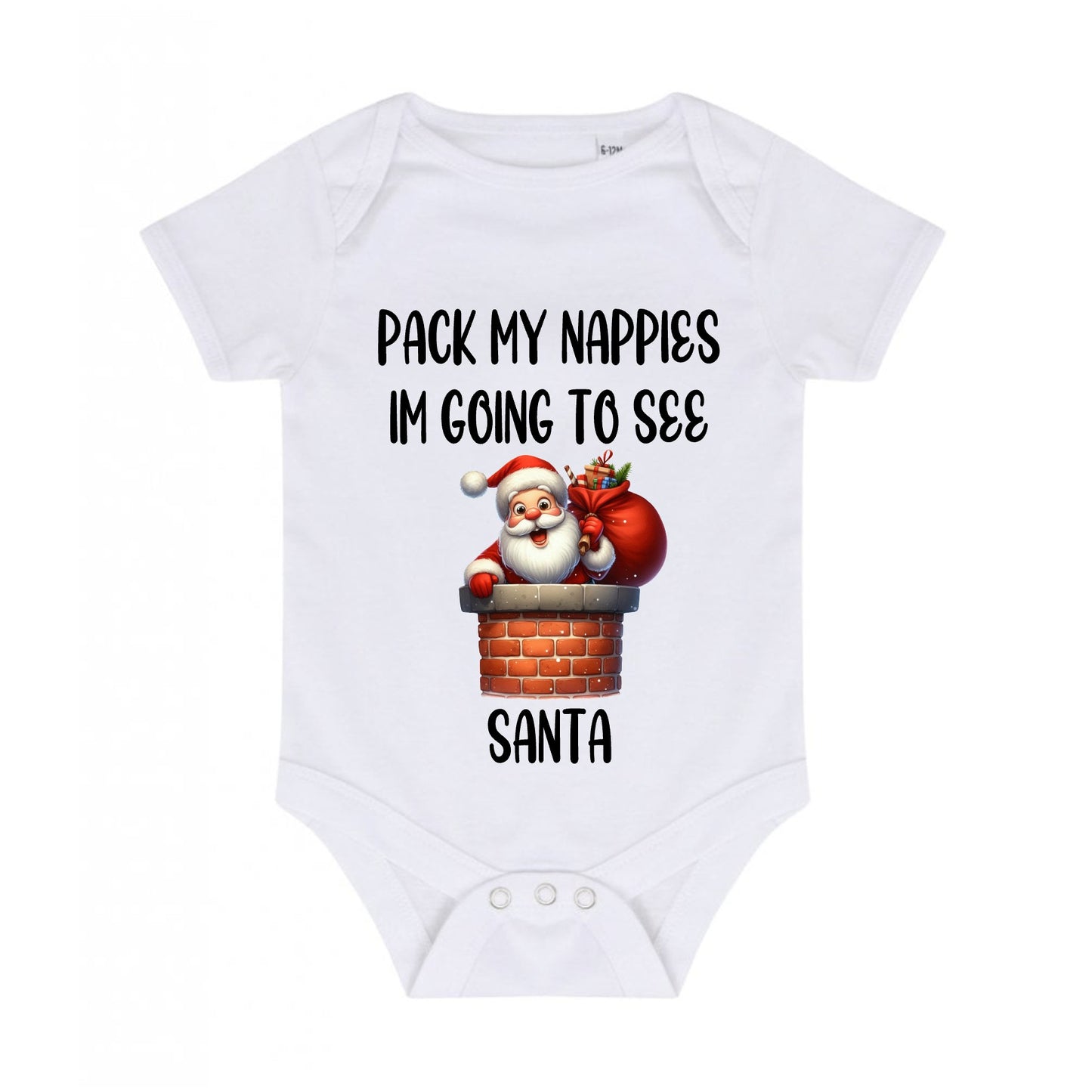 Baby Bodysuit Vest In White, Pink Or Blue With Pack My Nappies I'm Going To See Santa