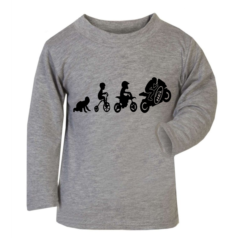 Baby & Toddler Long Sleeved Grey T Shirt With Hel Motorbike Evolution