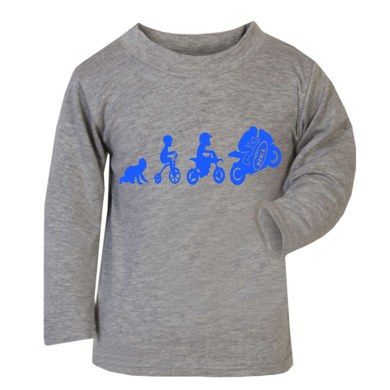 Kids Long Sleeved Grey T Shirt With Hel Motorbike Evolution