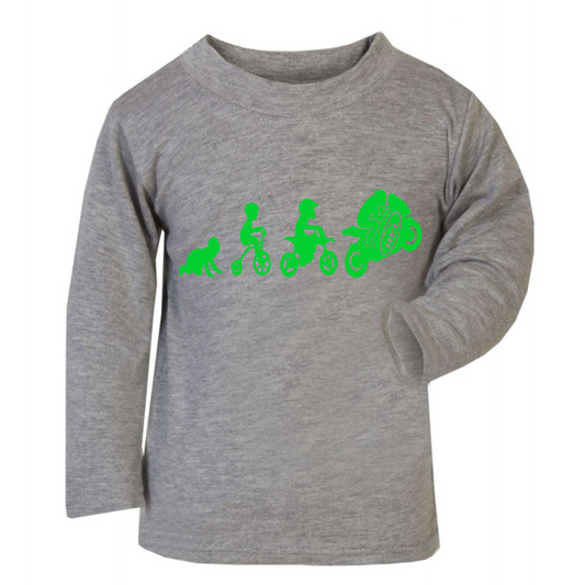 Kids Motorcycle Evolution Grey Long Sleeve T-Shirt
