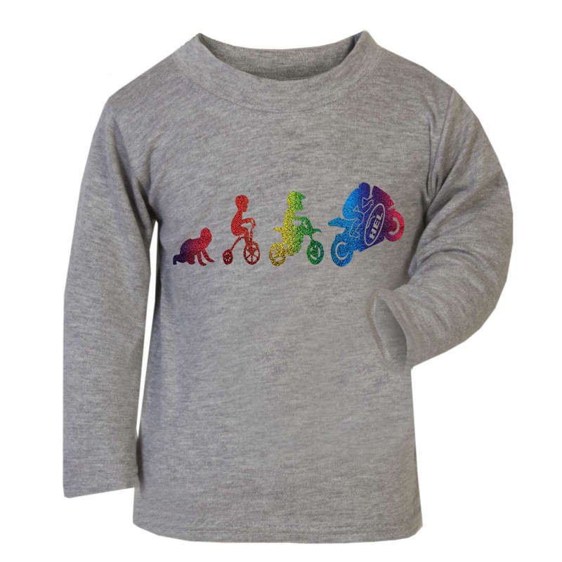 Baby & Toddler Long Sleeved Grey T Shirt With Hel Motorbike Evolution