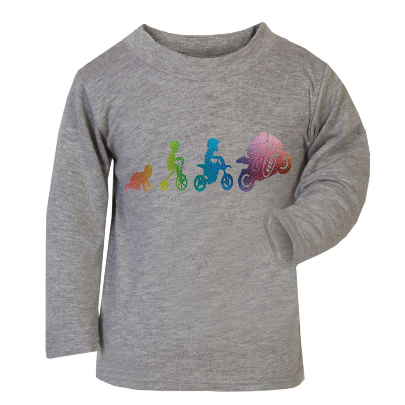 Baby & Toddler Long Sleeved Grey T Shirt With Hel Motorbike Evolution