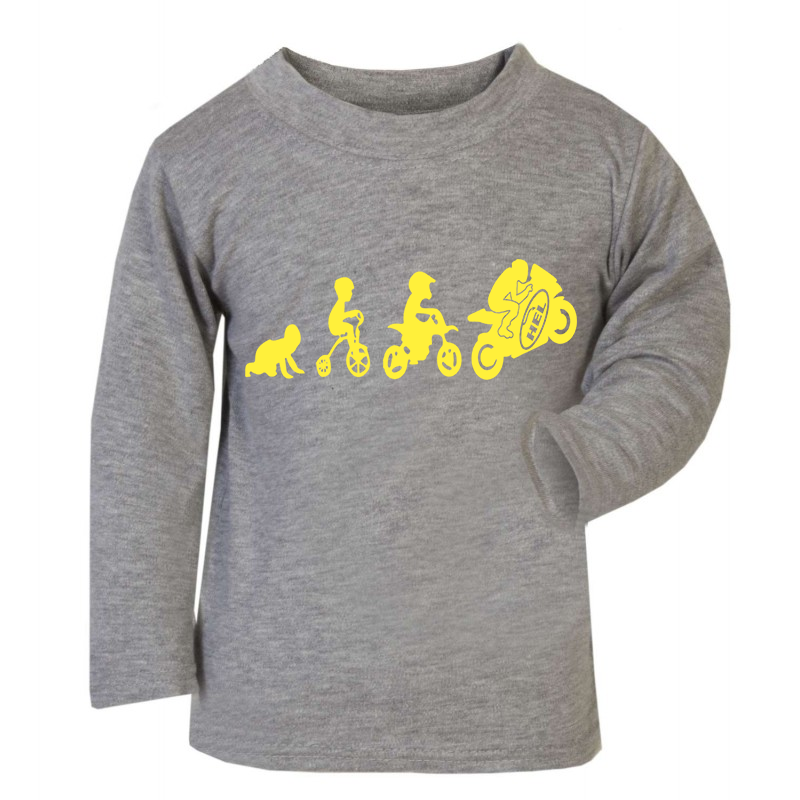 Baby & Toddler Long Sleeved Grey T Shirt With Hel Motorbike Evolution