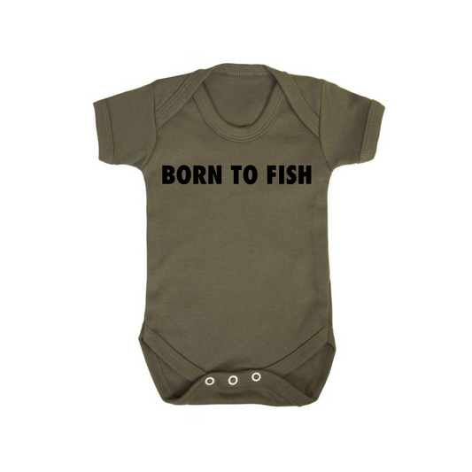 Baby Bodysuit Vest With Born To Fish Text