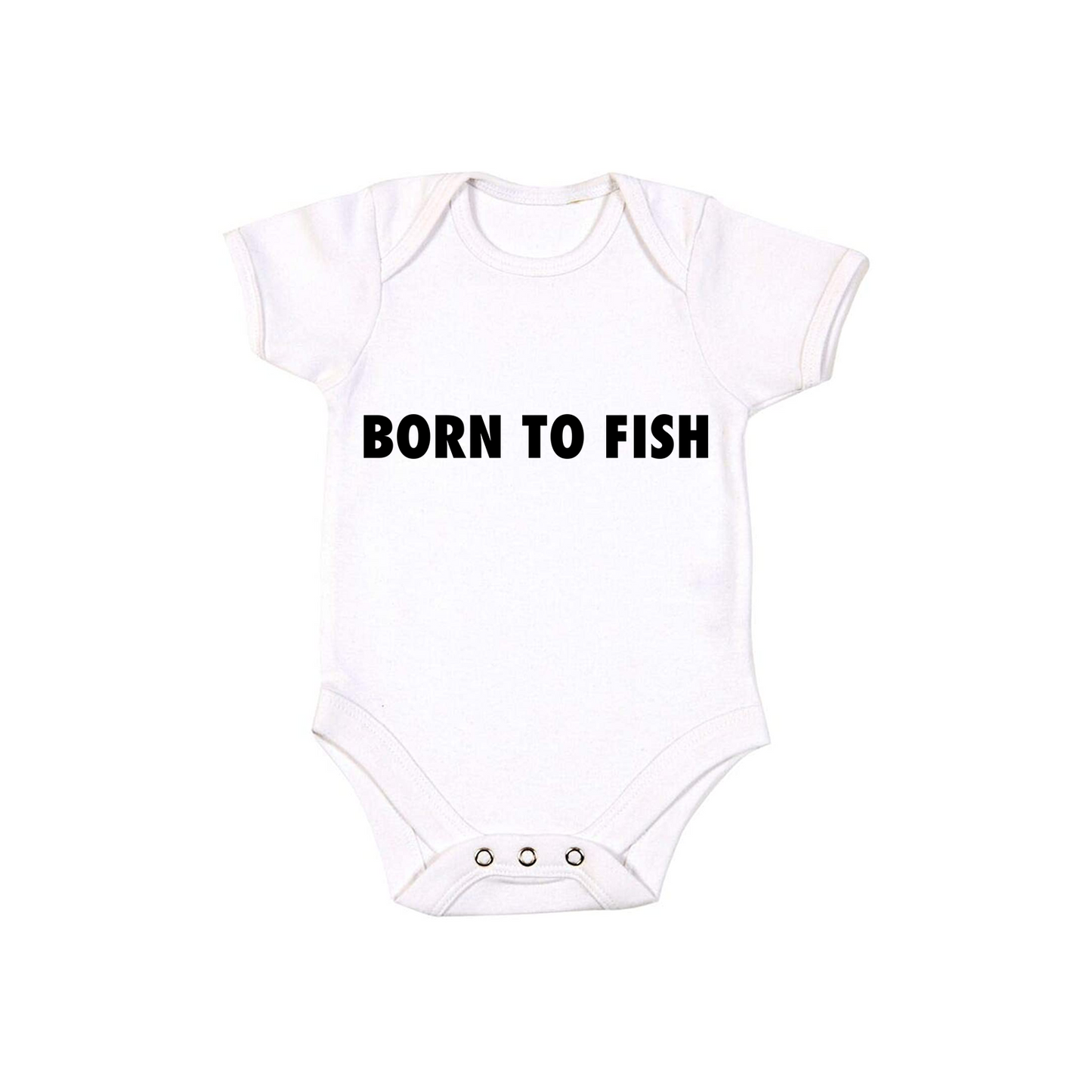 Baby Bodysuit Vest With Born To Fish Text