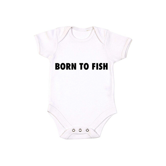 Born To Fish Text Baby Bodysuit