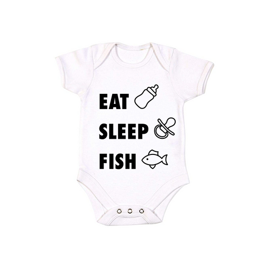 Eat Sleep Fish Baby Bodysuit