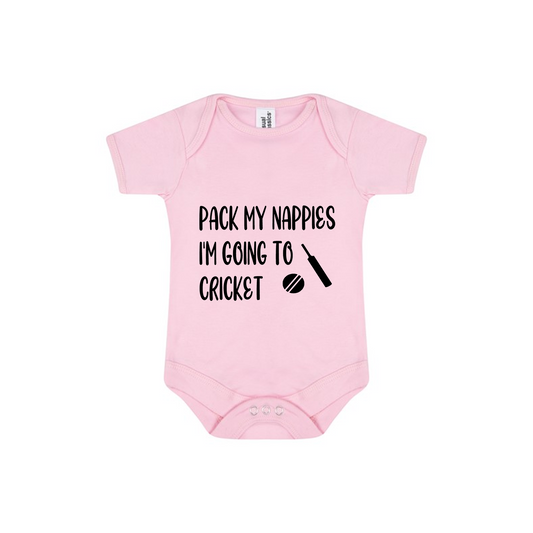 Pack My Nappies – I'm Going To Cricket Baby Bodysuit