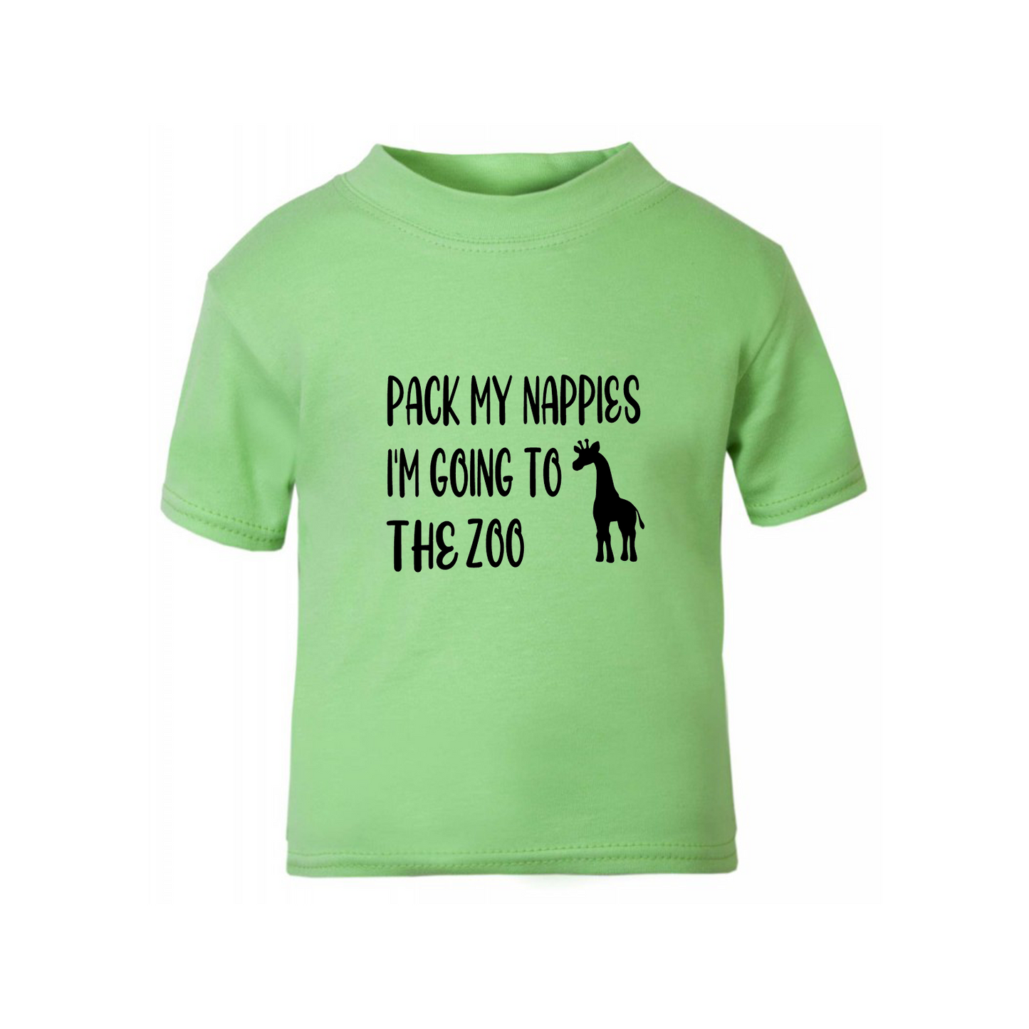 Baby & Toddler Short Sleeved T Shirt With Pack My Nappies I'm Going To The Zoo (Personalisation Available)