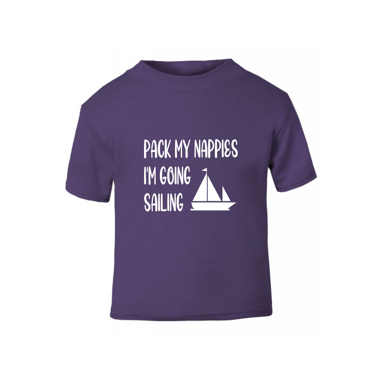 Baby & Toddler Short Sleeved T Shirt With Pack My Nappies I'm Going Sailing (Personalisation Available)