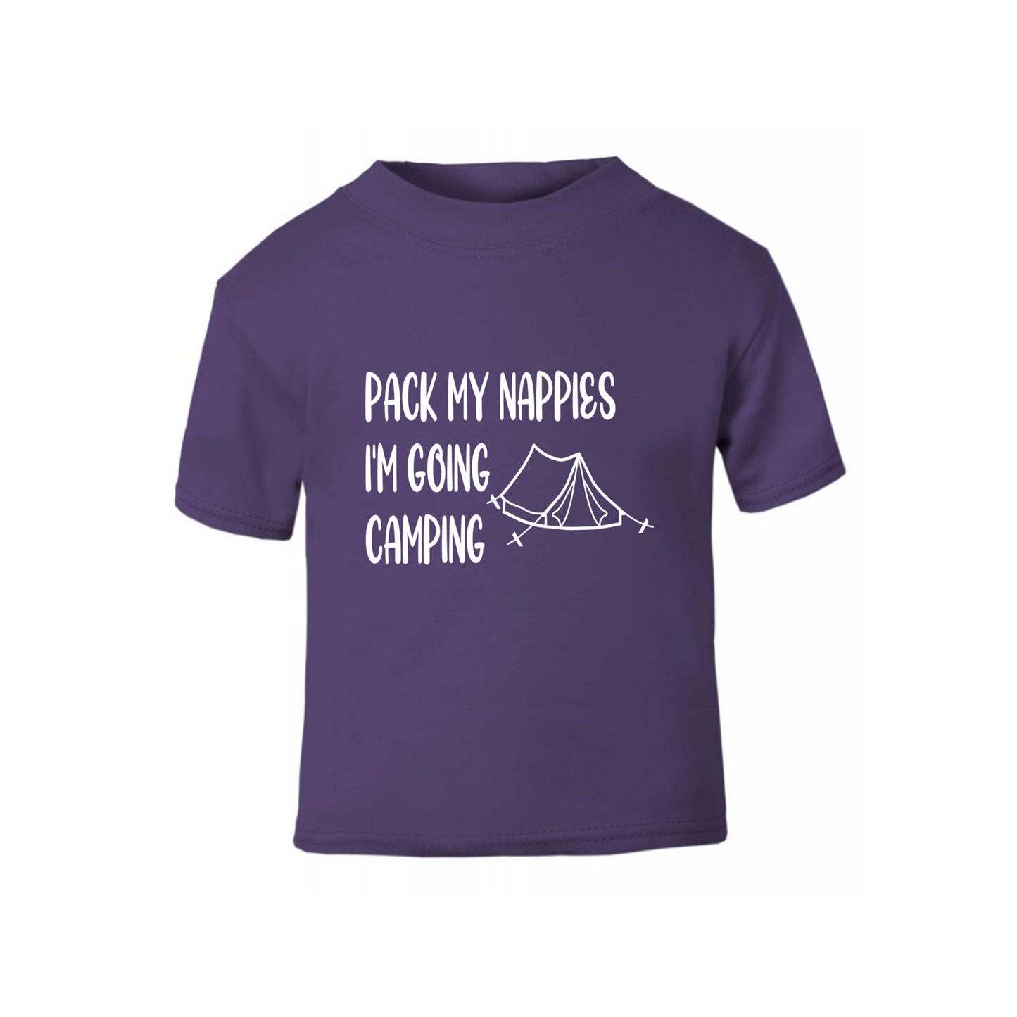 Baby & Toddler Short Sleeved T Shirt With Pack My Nappies I'm Going Camping (Personalisation Available)