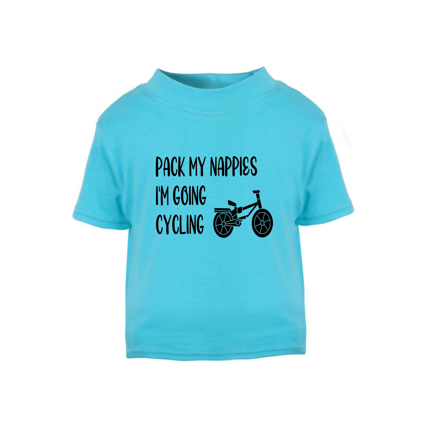 Baby & Toddler Short Sleeved T Shirt With Pack My Nappies I'm Going Cycling (Personalisation Available)