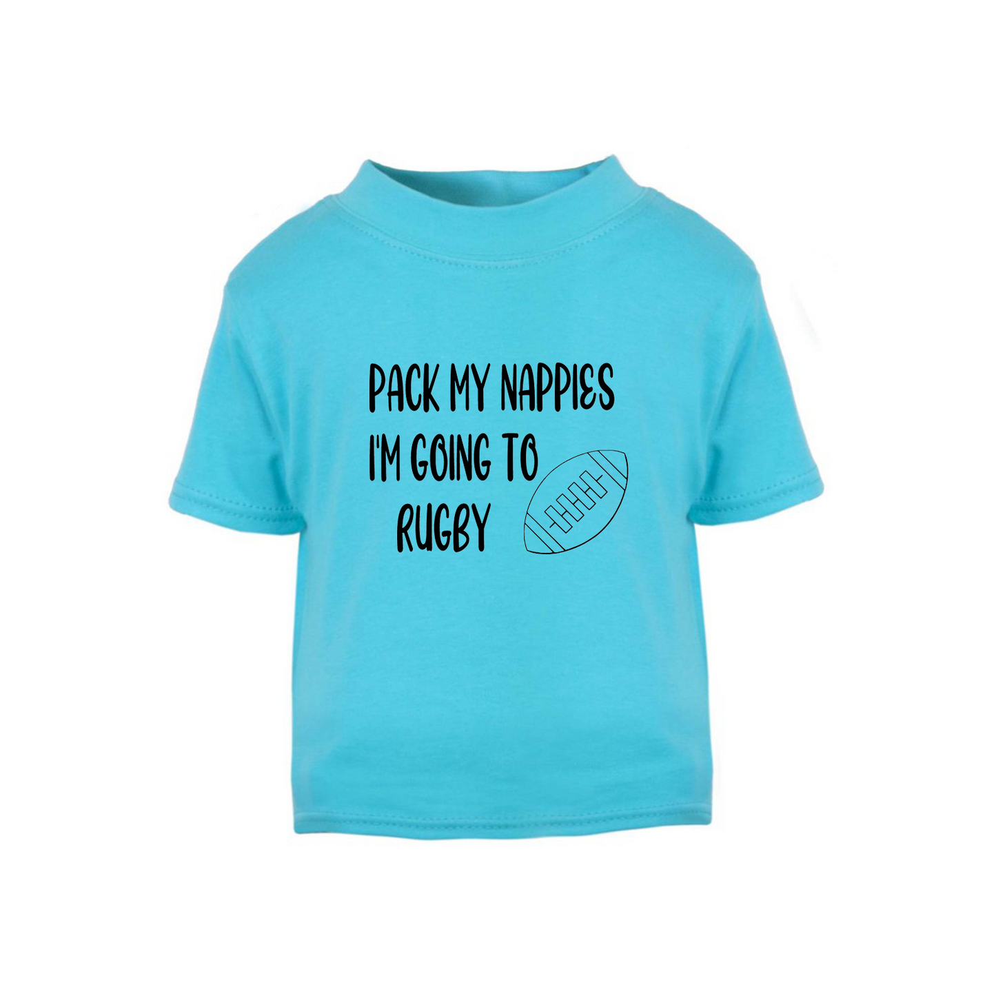 Baby & Toddler Short Sleeved T Shirt With Pack My Nappies I'm Going To Rugby (Personalisation Available)