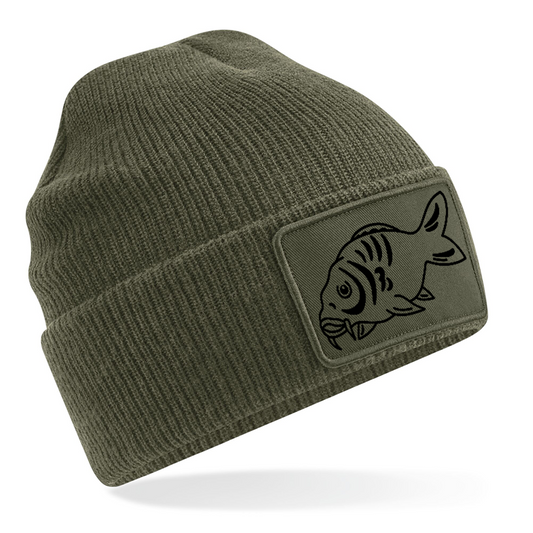 Fishing Beanie With Large Carp Fish Logo