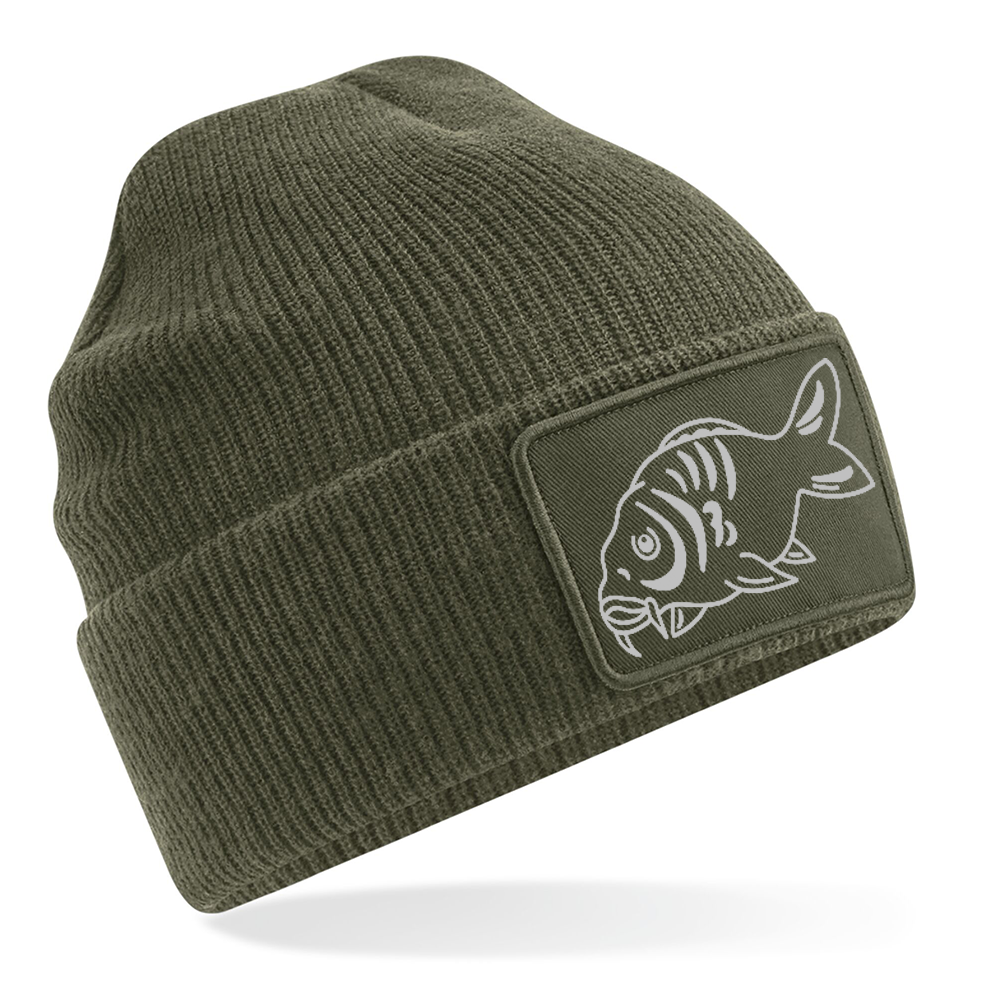 Fishing Beanie With Large Carp Fish Logo