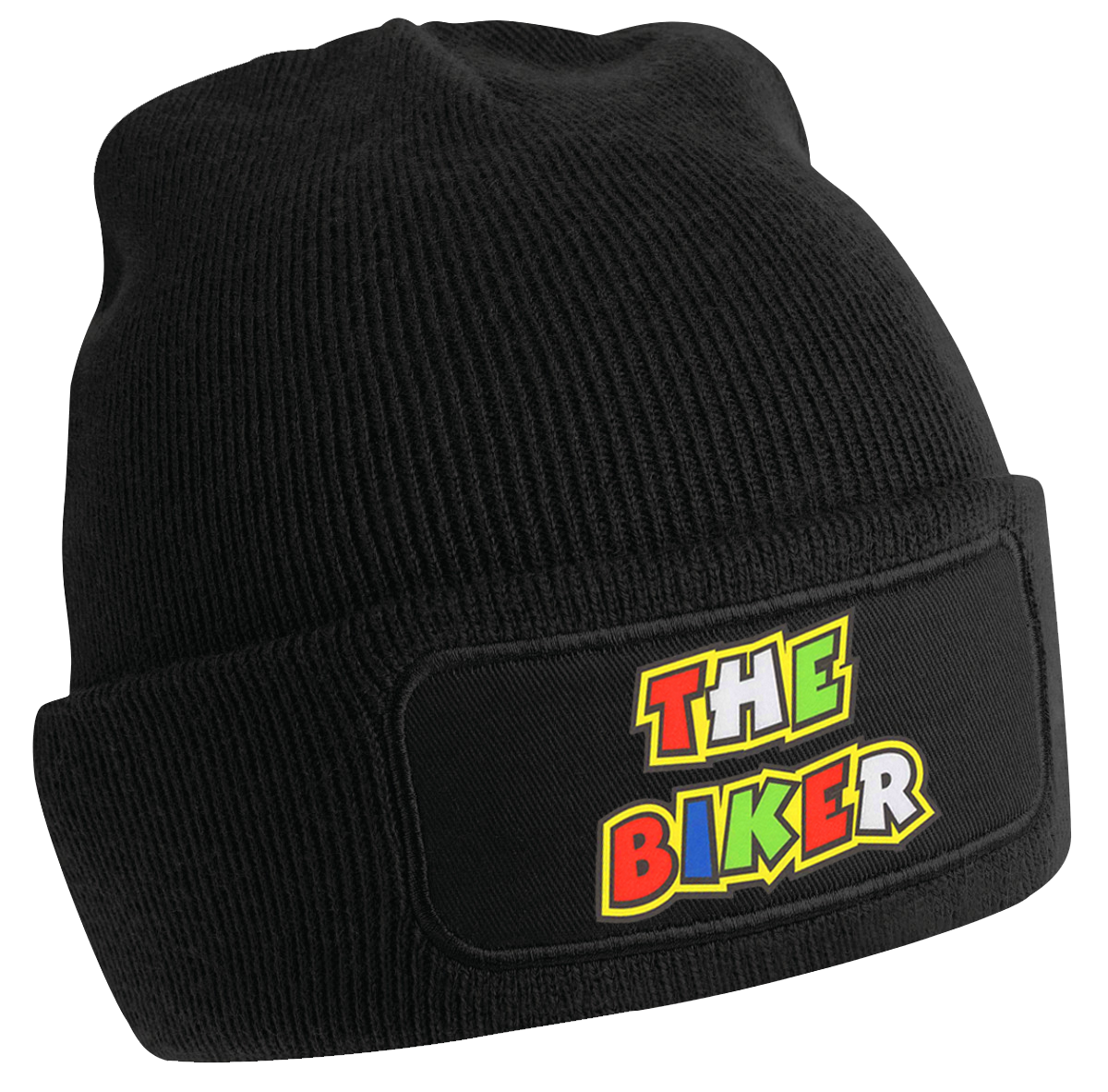 Black Beanie With Colourful Decal Graphics - The Biker