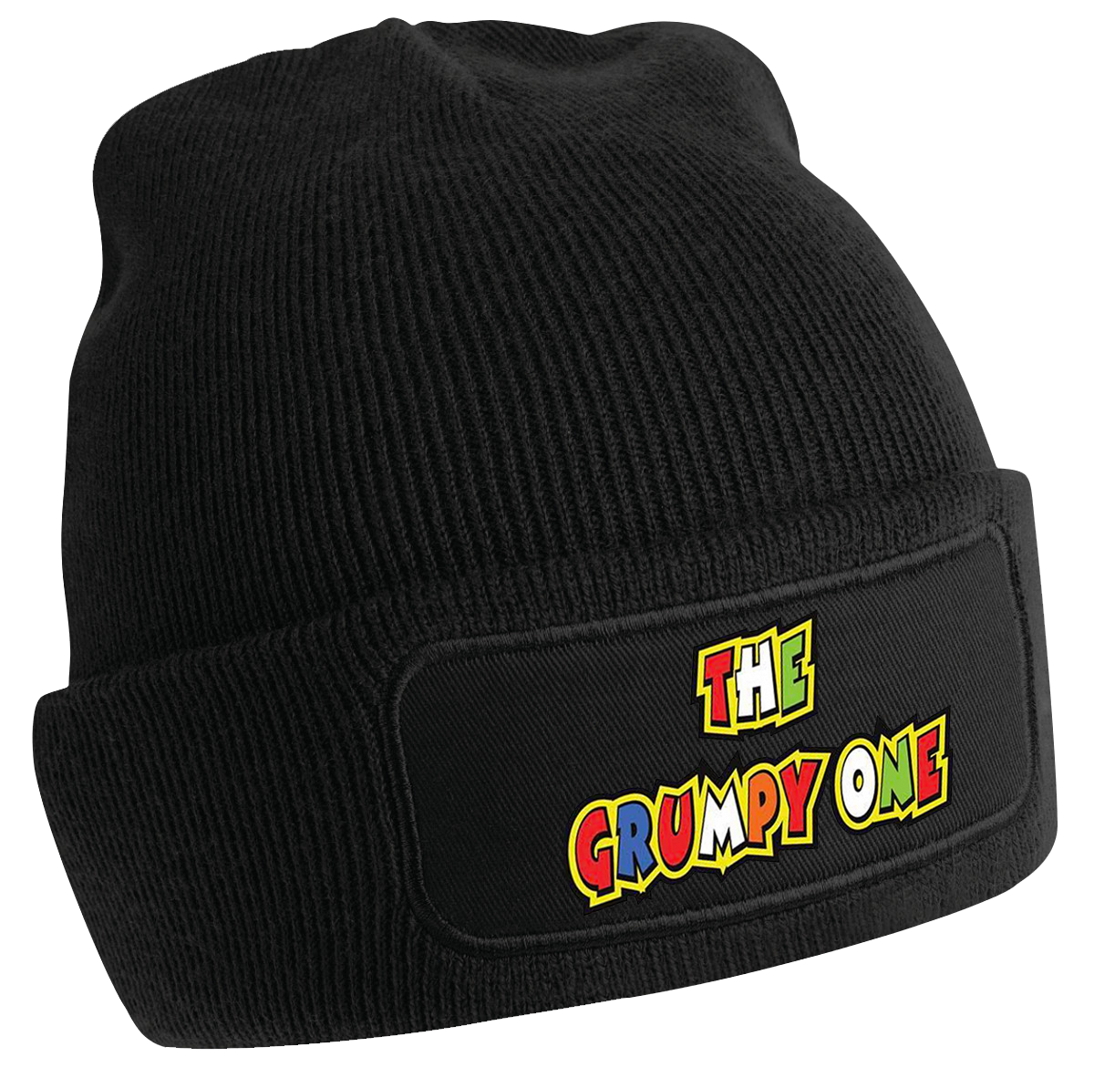 Black Beanie With Colourful Decal Graphics - The Grumpy One