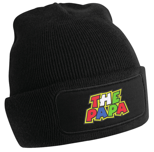 Black Beanie With Colourful Decal Graphics - The Papa