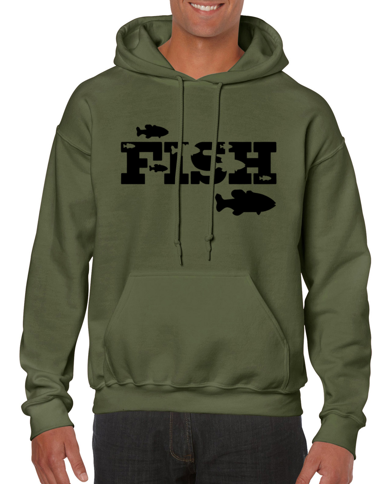 Fishing Hoodie With Large Fish Cameo