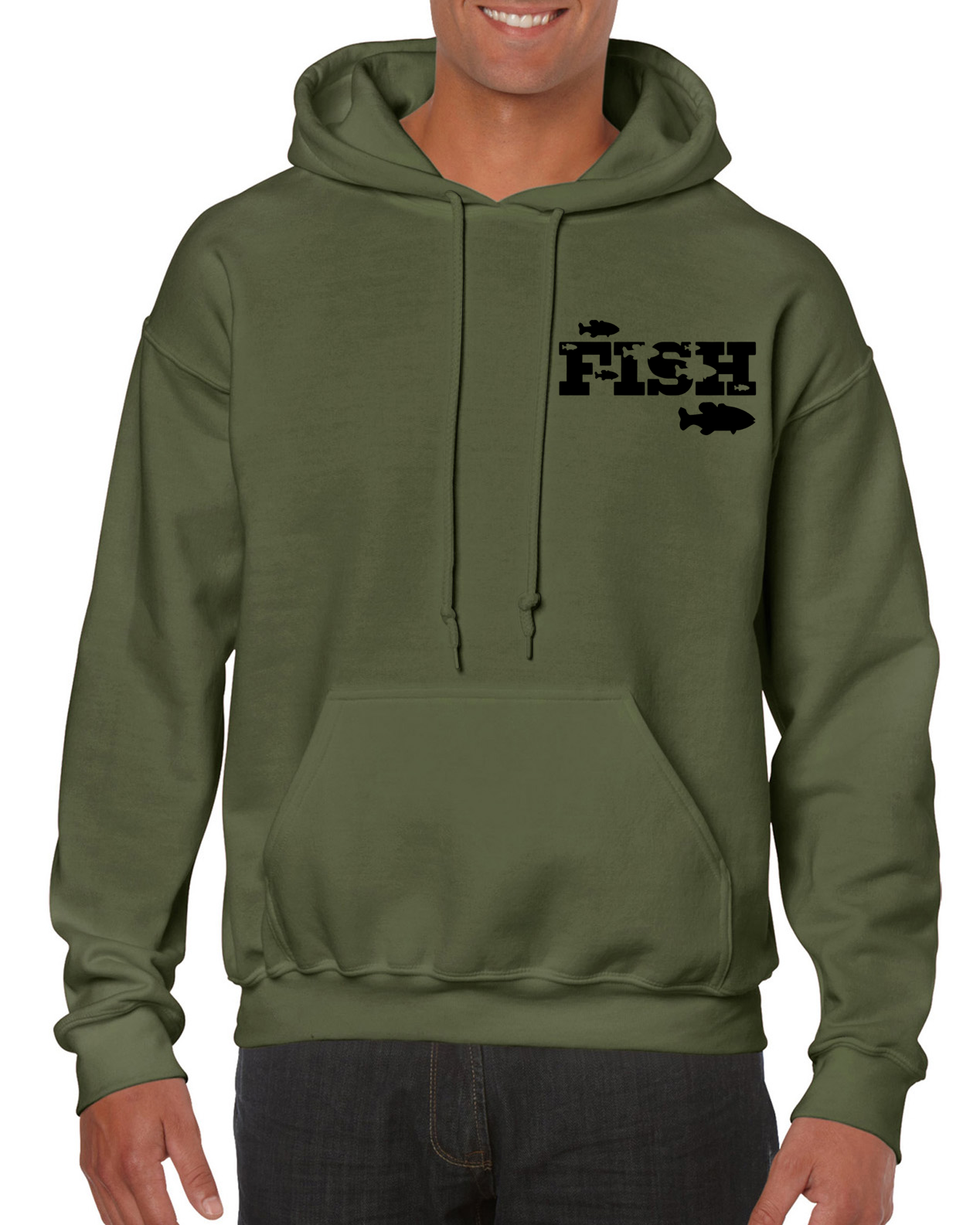 Fishing Hoodie With Small Fish Cameo