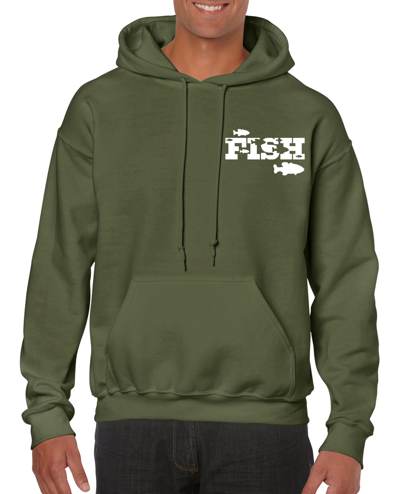 Fishing Hoodie With Small Fish Cameo