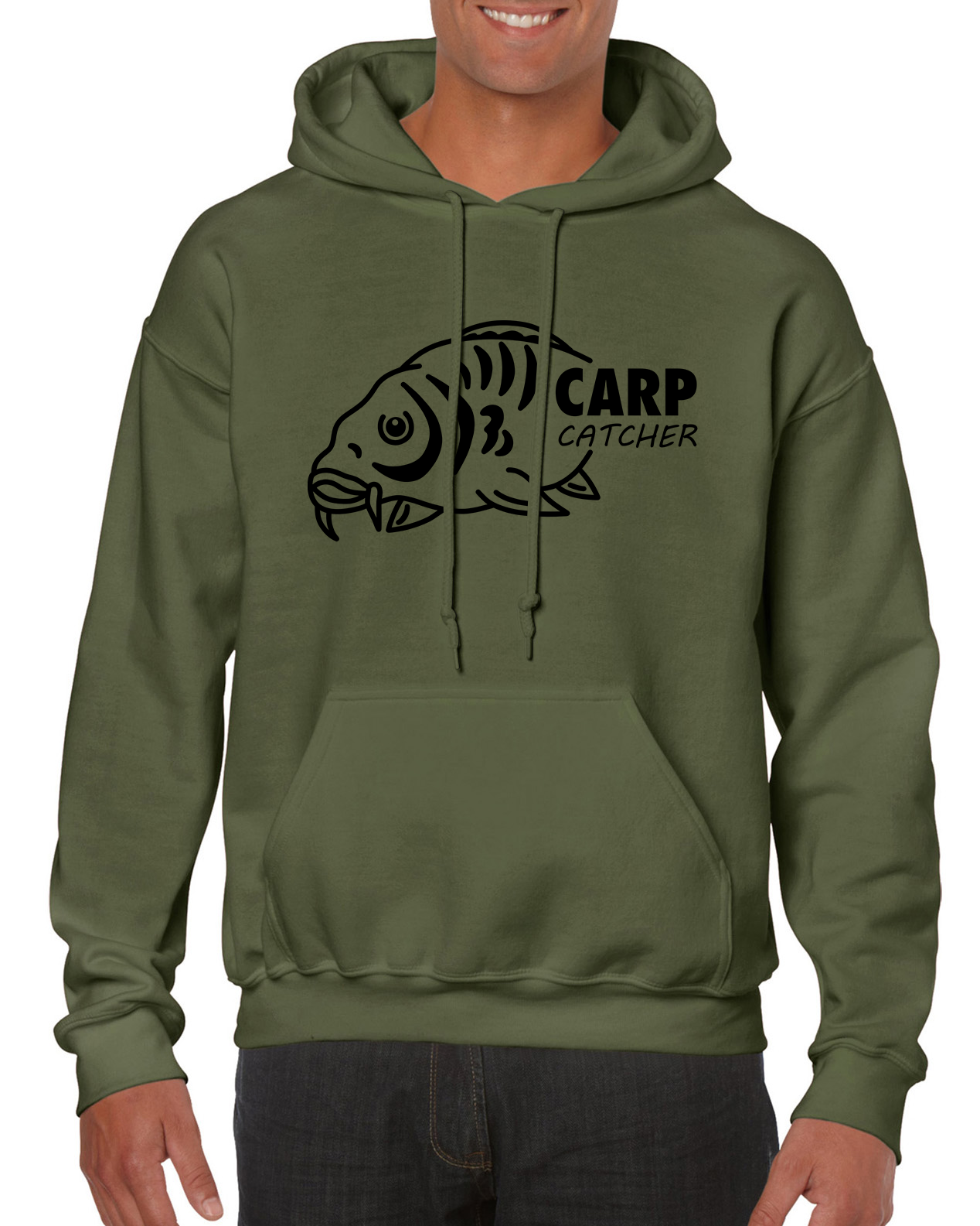 Fishing Hoodie With Large Carp Catcher Logo