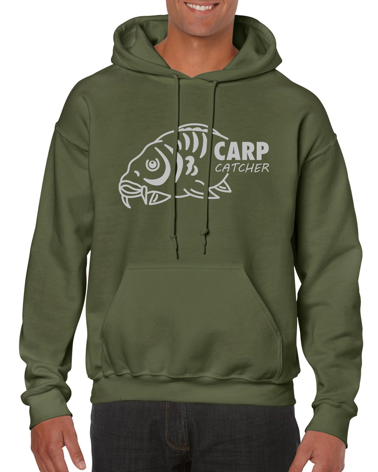 Fishing Hoodie With Large Carp Catcher Logo