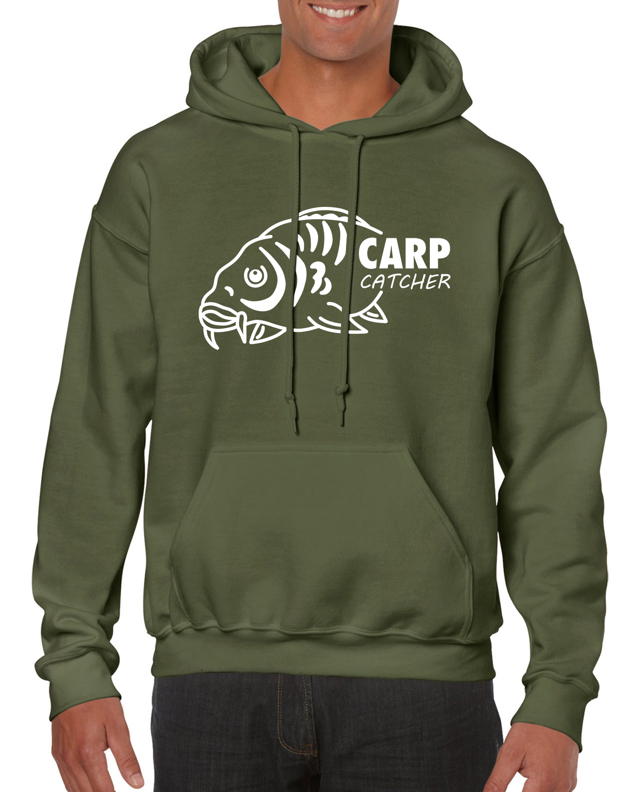 Fishing Hoodie With Large Carp Catcher Logo