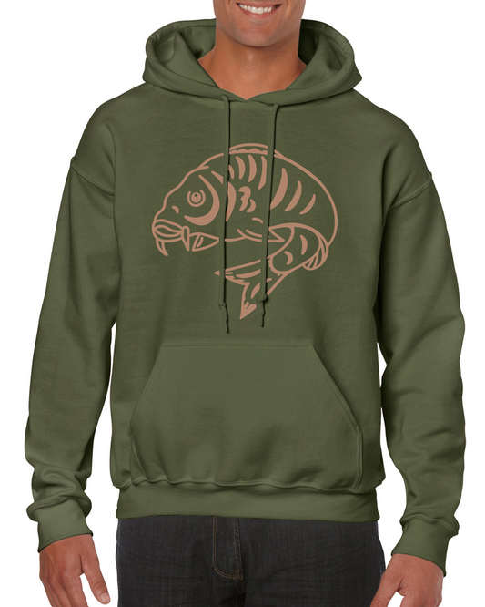 Large Curled Carp Fishing Hoodie