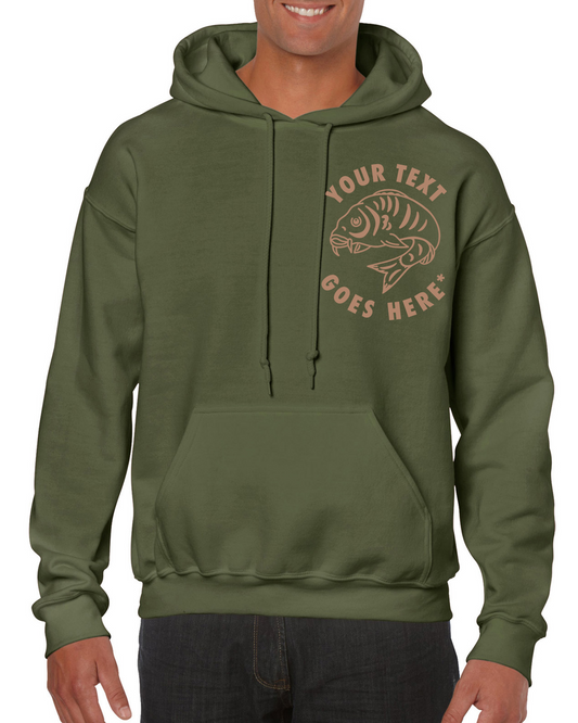 Personalised Small Curled Fish Fishing Hoodie