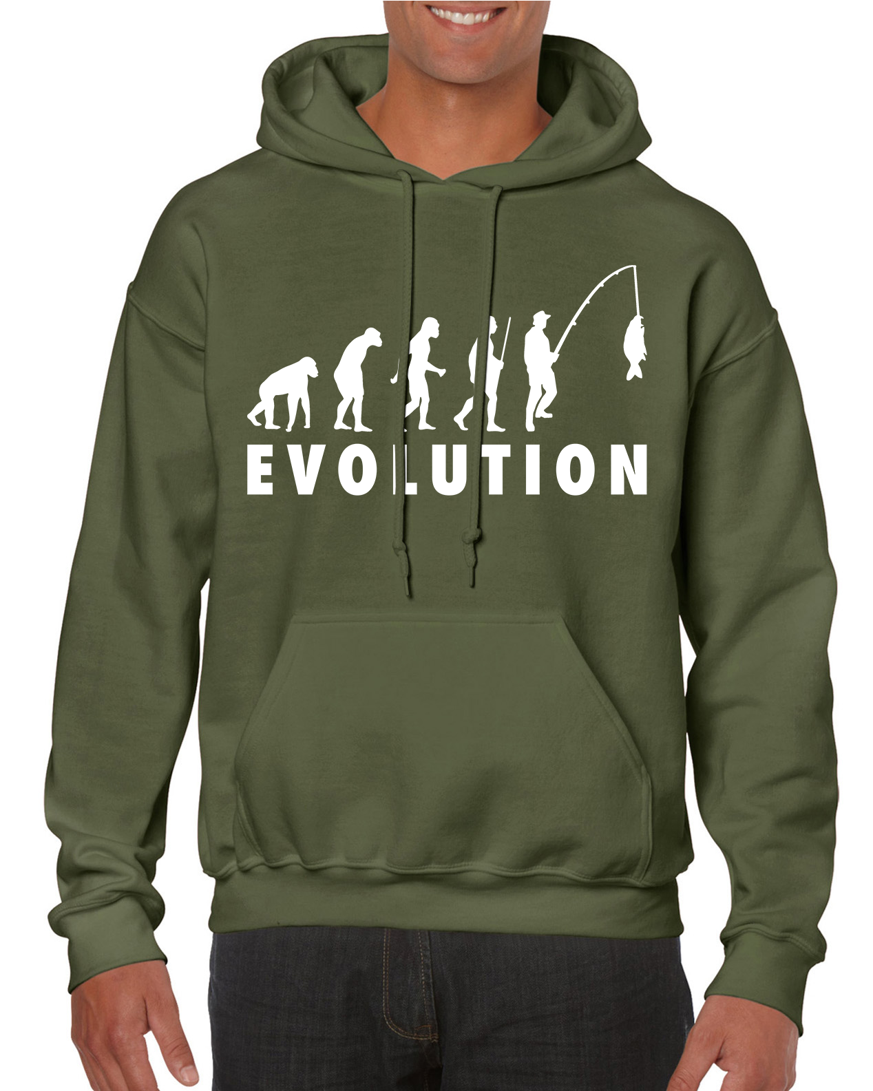 Fishing Hoodie With Fish Evolution And Text