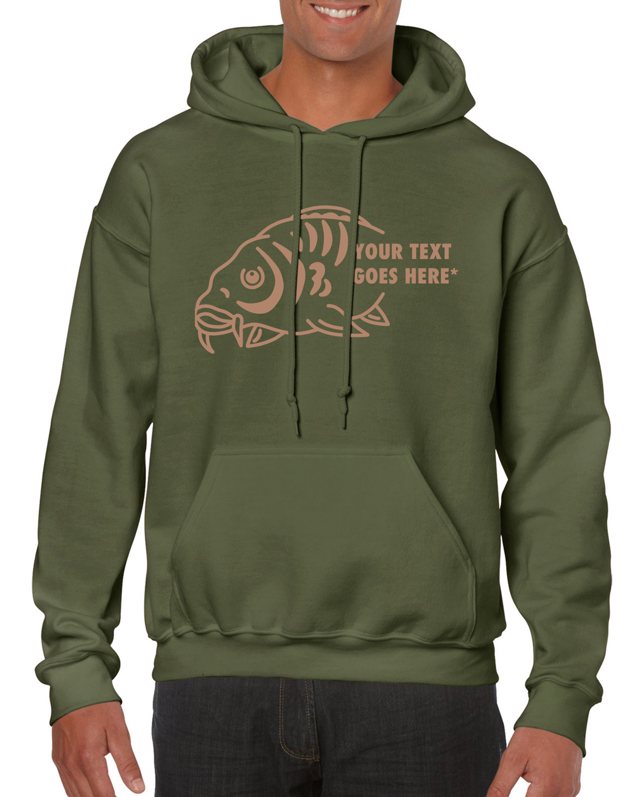 Personalised Fishing Hoodie With Large Carp Fish