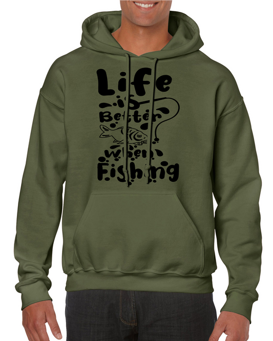 Fishing Hoodie With Life Is Better When Fishing Logo