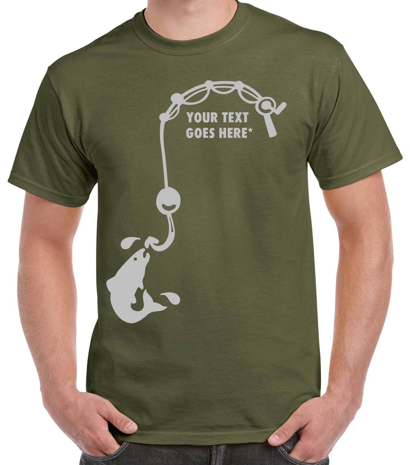 Personalised Fishing T Shirt With Fishing Rod