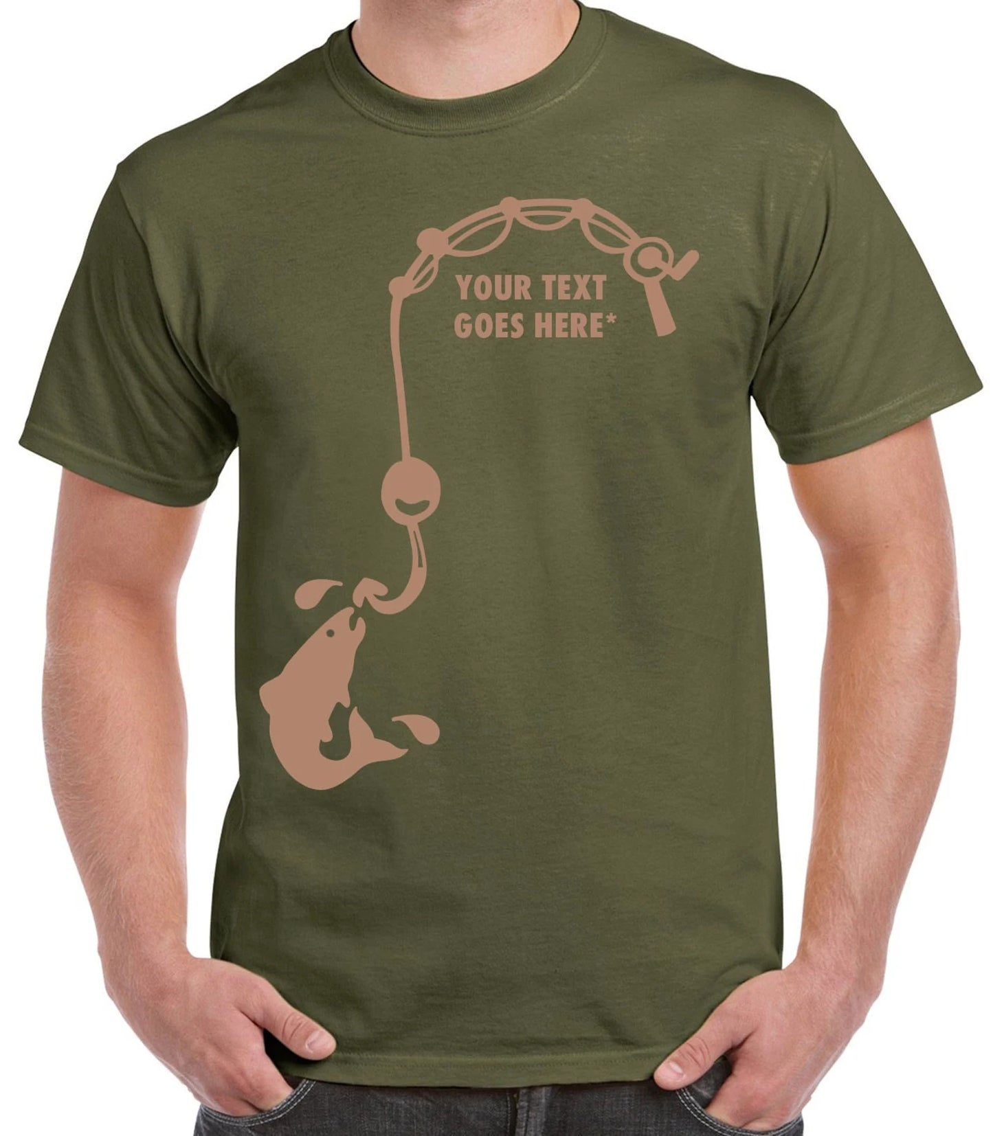 Personalised Fishing T Shirt With Fishing Rod