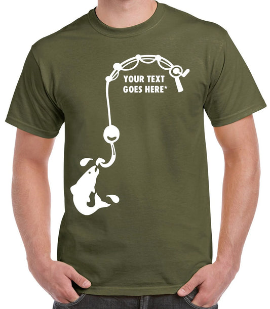 Personalised Fishing T Shirt With Fishing Rod