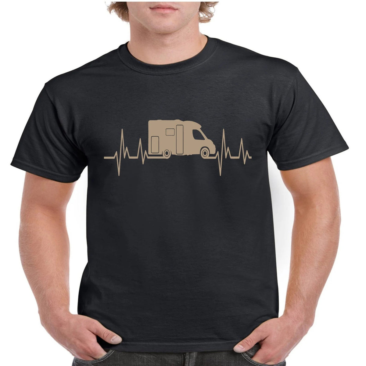 Novelty T Shirt Motorhome Heartbeat | Custom Printed Clothing UK