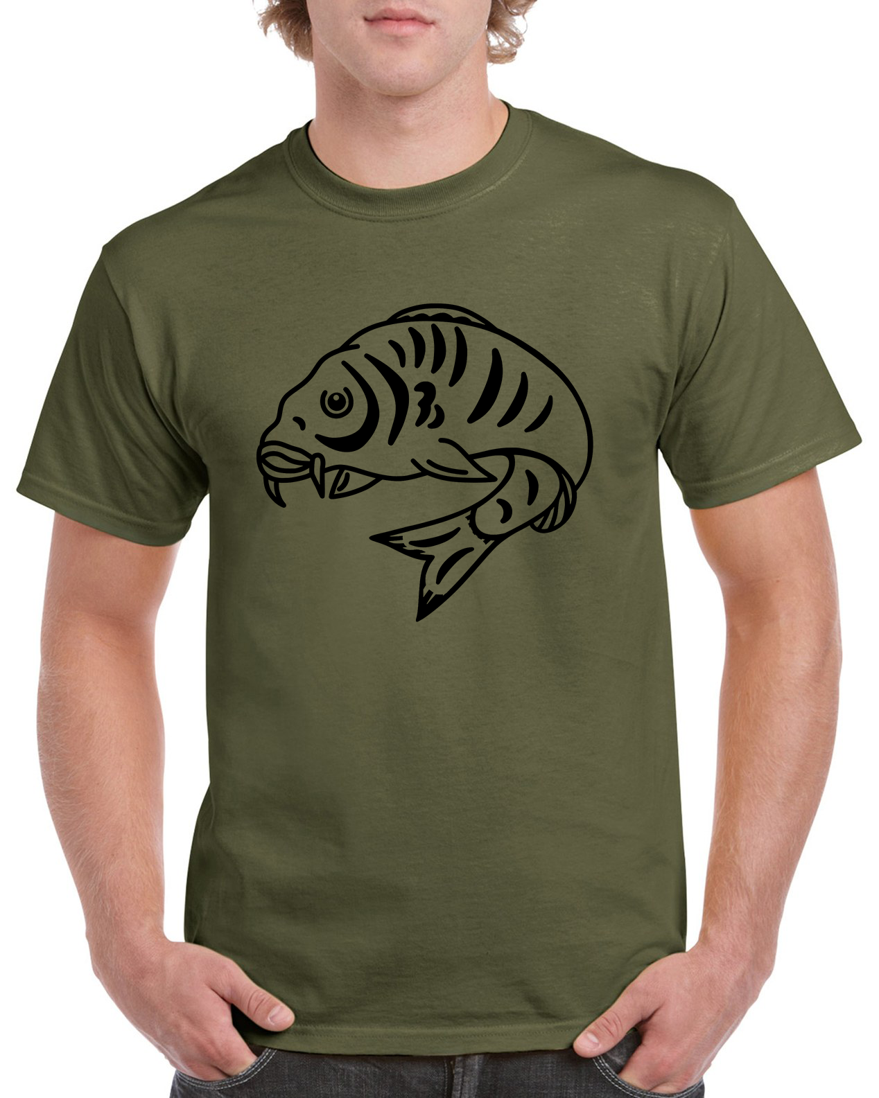 Fishing T Shirt Large Curled Carp Fish