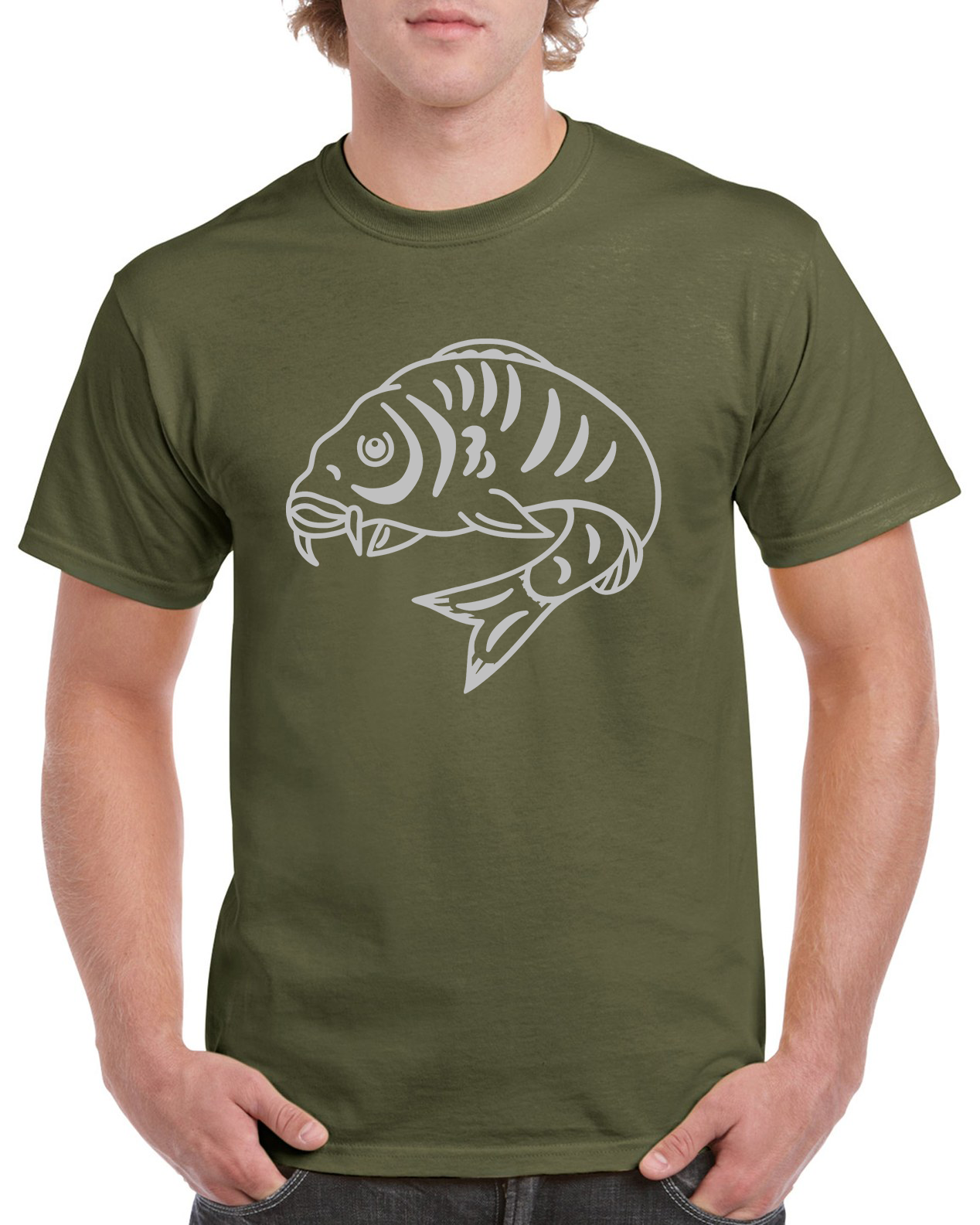 Fishing T Shirt Large Curled Carp Fish