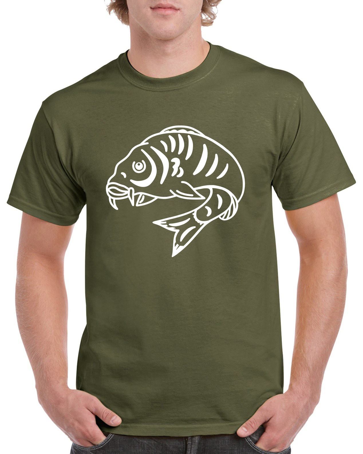 Fishing T Shirt Large Curled Carp Fish