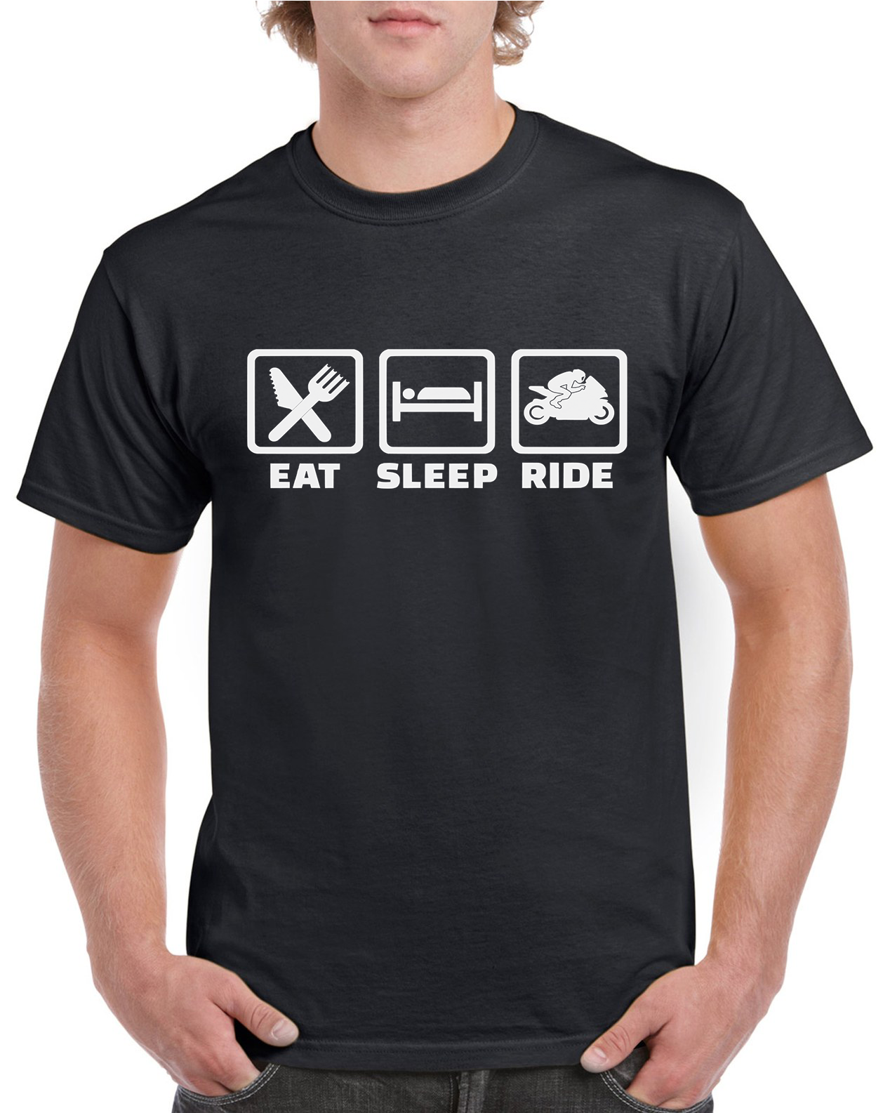 Motorcycle T Shirt With Eat Sleep Ride