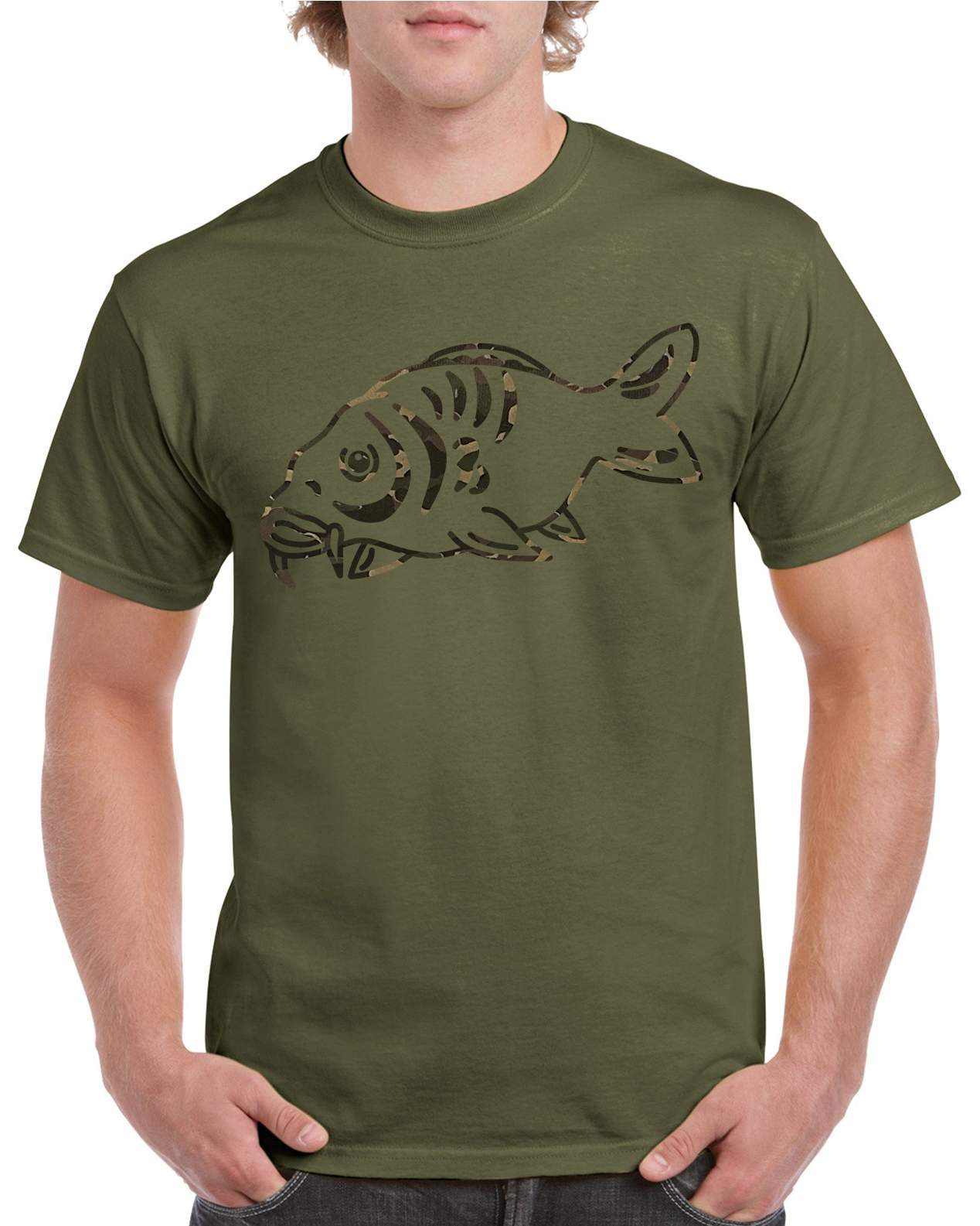 Fishing T Shirt Large Camouflage Carp Fish