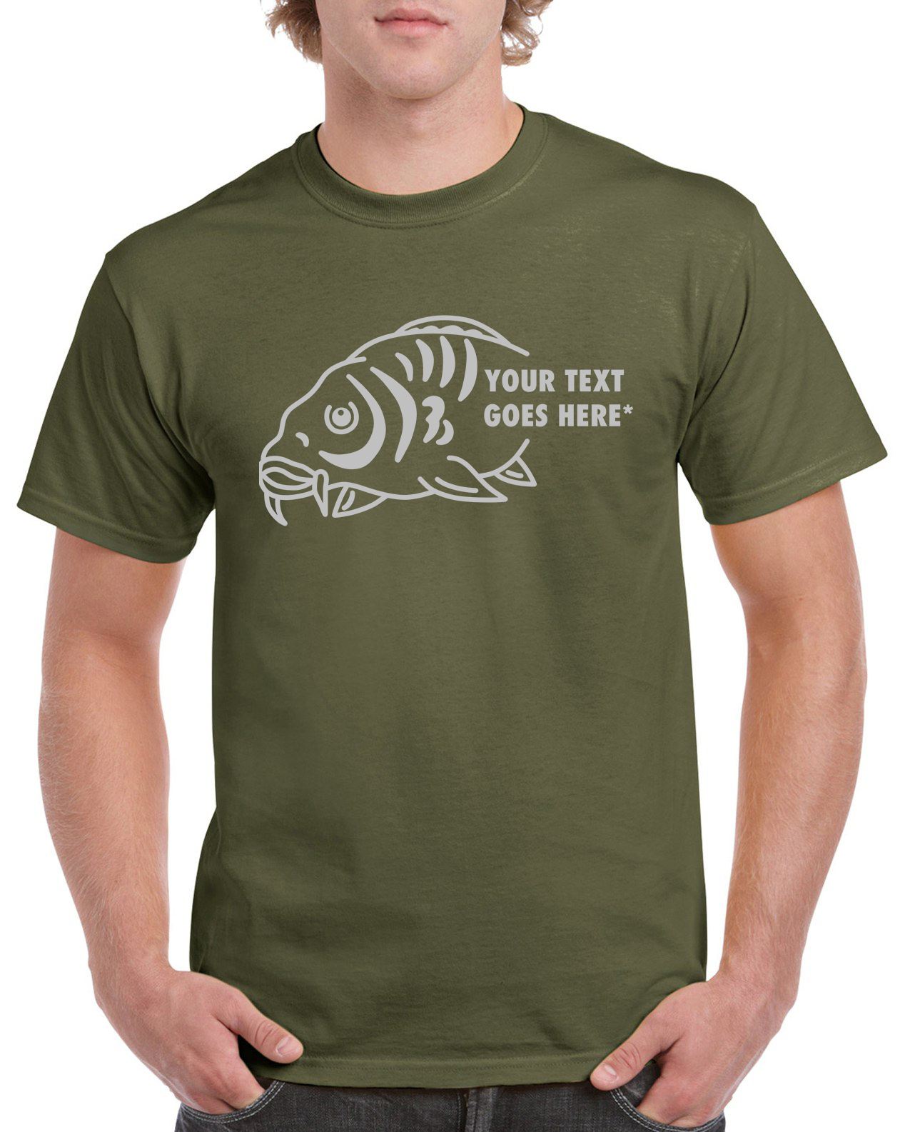 Personalised Fishing T Shirt With Large Carp Fish