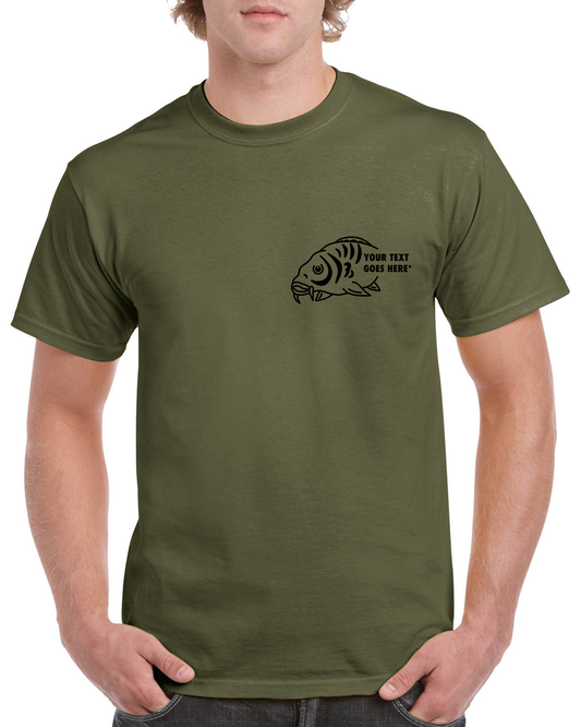 Personalised Fishing T Shirt With Small Carp Fish